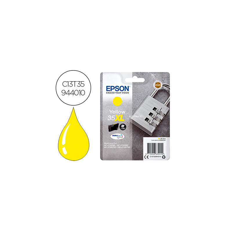 INK-JET EPSON 35XL T3594 PRO WF-4720DWF / 4725DWF / 4730DTWF / 4740DTWF AMARILLO ALTA CAPACIDAD 1900