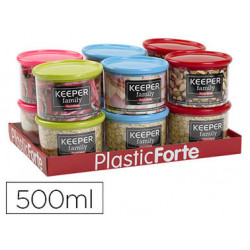 BOTE MULTIUSOS PLASTICO 500 ML CON TAPA DE COLOR 110X110X80 MM