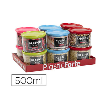 BOTE MULTIUSOS PLASTICO 500 ML CON TAPA DE COLOR 110X110X80 MM