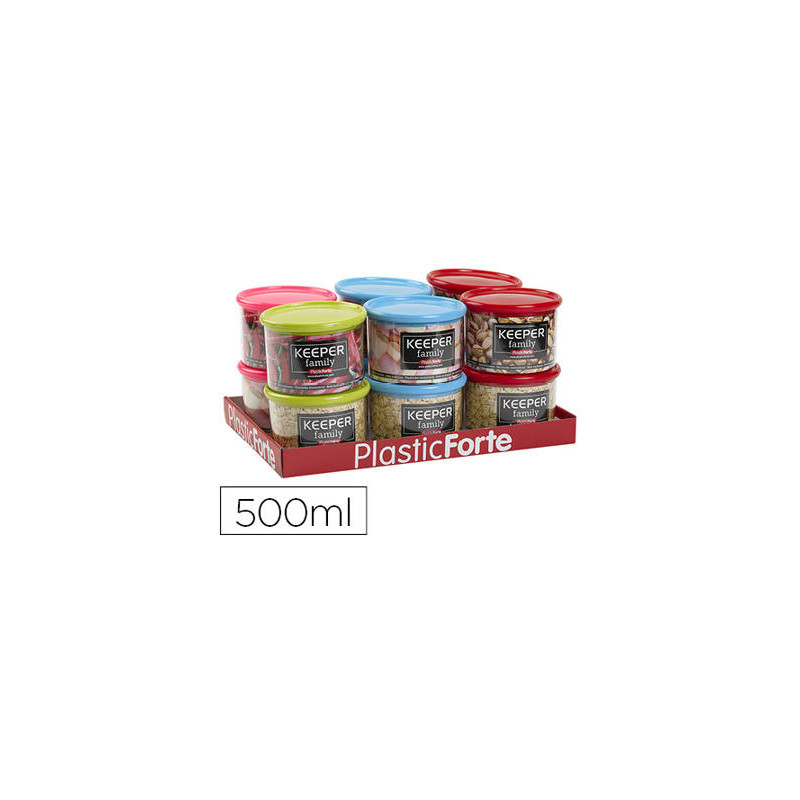 BOTE MULTIUSOS PLASTICO 500 ML CON TAPA DE COLOR 110X110X80 MM