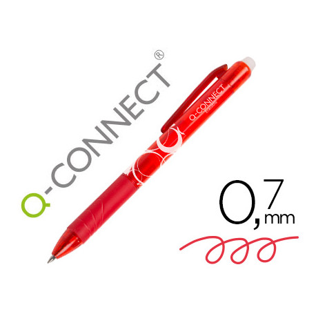 BOLIGRAFO Q-CONNECT RETRACTIL BORRABLE 0,7 MM COLOR ROJO