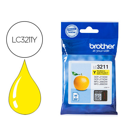 INK-JET BROTHER LC3211Y DCP-J572 / DCP-J772 / DCP-J774 / MFC-J890 / MFC-J895 AMARILLO 200 PAG