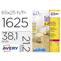 ETIQUETA ADHESIVA AVERY TAMA?O 38,1X21,2 MM REMOVIBLE AMARILLO FLUORESCENTE CAJA DE 1625 UNIDADES