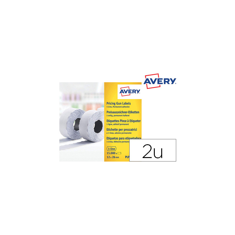 ETIQUETA AVERY 1 LINEA ADHESIVO PERMANENTE 26X12 MM BLANCA ROLLO DE 1500 UNIDADES CAJA DE 10 UNIDADE