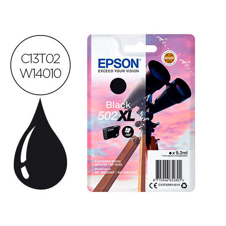 INK-JET EPSON 502 XL EXPRESSION HOME XP 5100 / 5105 WORKFORCE WF 2860 / 2860DWF NEGRO 550 PAGINAS