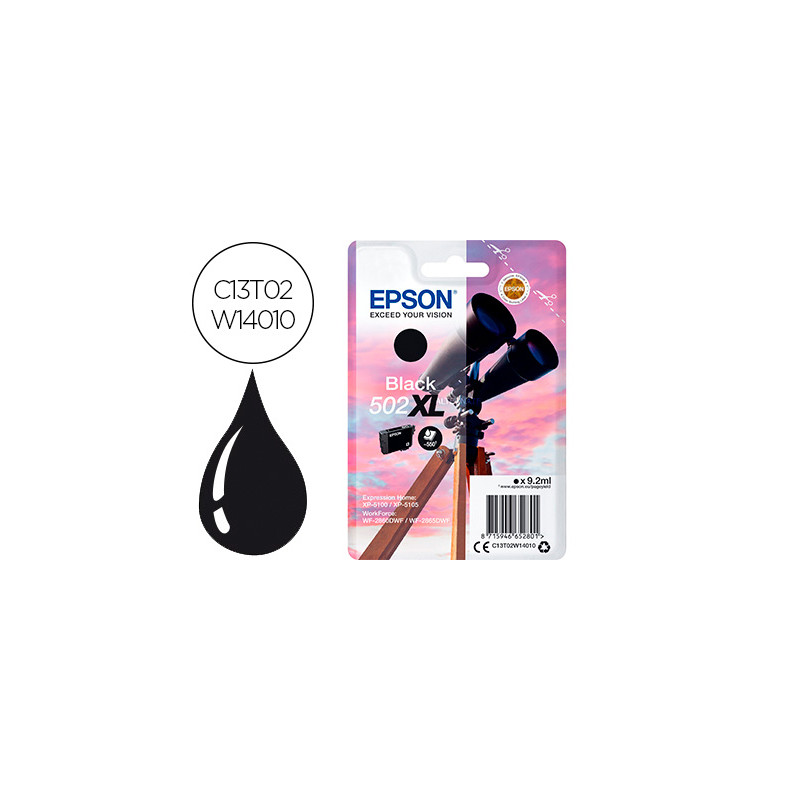 INK-JET EPSON 502 XL EXPRESSION HOME XP 5100 / 5105 WORKFORCE WF 2860 / 2860DWF NEGRO 550 PAGINAS