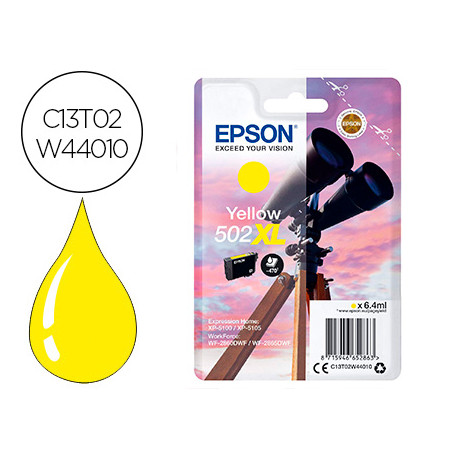 INK-JET EPSON 502 XL EXPRESSION HOME XP 5100 / 5105 WORKFORCE WF 2860 / 2860DWF AMARILLO 470 PAGINAS