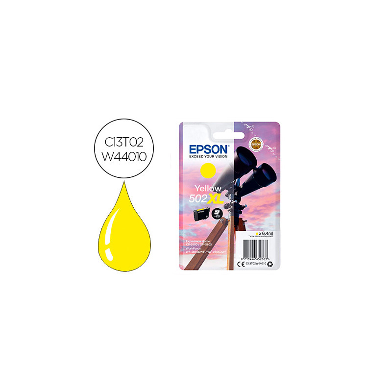 INK-JET EPSON 502 XL EXPRESSION HOME XP 5100 / 5105 WORKFORCE WF 2860 / 2860DWF AMARILLO 470 PAGINAS