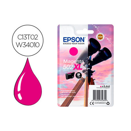 INK-JET EPSON 502 XL EXPRESSION HOME XP 5100 / 5105 WORKFORCE WF 2860 / 2860DWF MAGENTA 470 PAGINAS