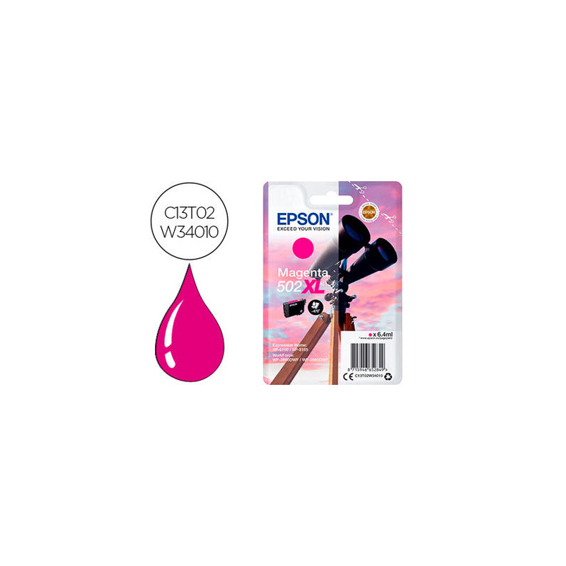 INK-JET EPSON 502 XL EXPRESSION HOME XP 5100 / 5105 WORKFORCE WF 2860 / 2860DWF MAGENTA 470 PAGINAS