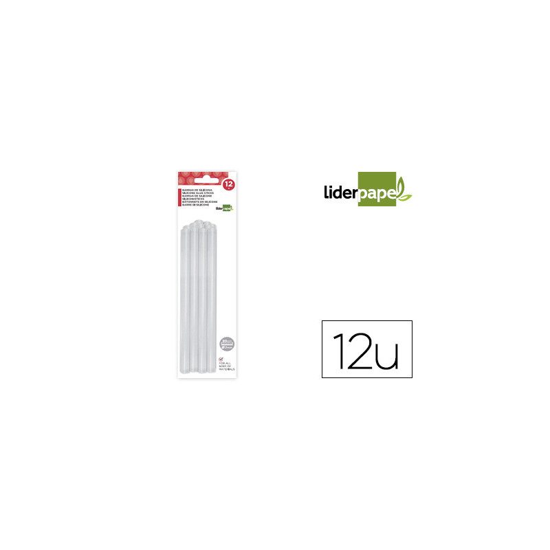 BARRA TERMOFUSIBLE LIDERPAPEL 7 MM DE DIAMETRO X 200 MM DE ALTO BLISTER DE 12 UNIDADES