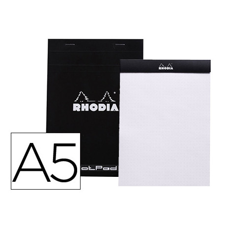 BLOC NOTA RHODIA BLACK DOT PAD DIN A5 80 HOJAS 80 G/M2 LISO CON PUNTOS NEGROS 5 MM PERFORADO