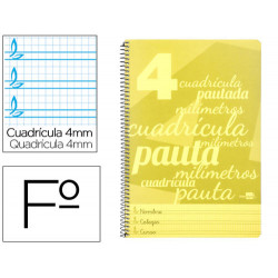 CUADERNO ESPIRAL LIDERPAPEL FOLIO PAUTAGUIA TAPA PLASTICO 80H 75GR CUADRO PAUTADO 4MM CON MARGEN COL