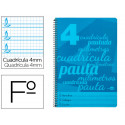 CUADERNO ESPIRAL LIDERPAPEL FOLIO PAUTAGUIA TAPA PLASTICO 80H 75GR CUADRO PAUTADO 4MM CON MARGEN COL