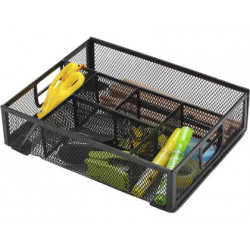 ORGANIZADOR SOBREMESA Q-CONNECT KF17291 BANDEJA METALICA REJILLA NEGRA CON 6 DEPARTAMENTOS 235X183X6