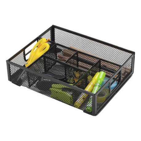 ORGANIZADOR SOBREMESA Q-CONNECT KF17291 BANDEJA METALICA REJILLA NEGRA CON 6 DEPARTAMENTOS 235X183X6