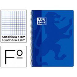 CUADERNO ESPIRAL OXFORD SCHOOL CLASSIC TAPA POLIPROPILENO FOLIO 80 HOJAS CUADRO 4 MM CON MARGEN AZUL