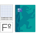 CUADERNO ESPIRAL OXFORD SCHOOL CLASSIC TAPA POLIPROPILENO FOLIO 80 HOJAS CUADRO 4 MM CON MARGEN AQUA