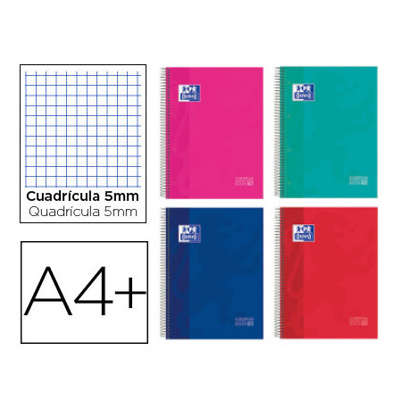 CUADERNO ESPIRAL OXFORD SURT EUROPEANBOOK 10 SCHOOL CLASSIC TAPA EXTRADURA DIN A4+ 150 HOJAS CUADRO 