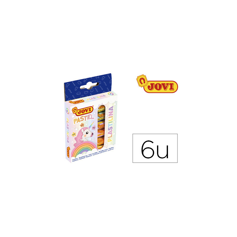 PLASTILINA JOVI 90 ESTUCHE 6 BARRAS COLORES PASTEL SURTIDOS 15 G