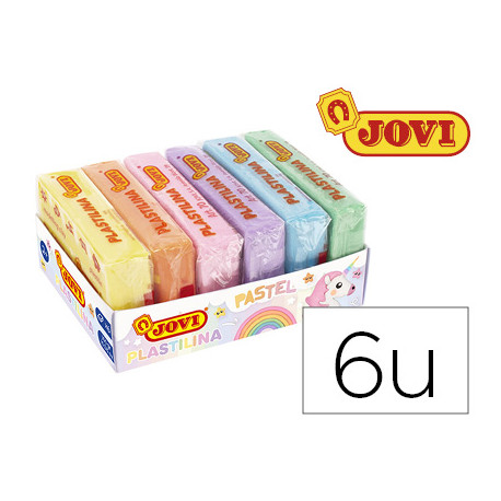 PLASTILINA JOVI 70 TAMA?O PEQUE?O CAJA DE 6 UNIDADES COLORES PASTEL SURTIDOS 50G