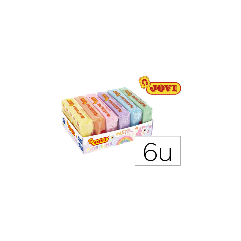 PLASTILINA JOVI 70 TAMA?O PEQUE?O CAJA DE 6 UNIDADES COLORES PASTEL SURTIDOS 50G