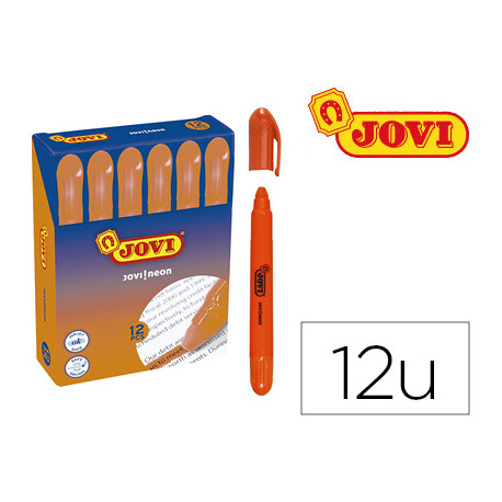 MARCADOR DE CERA GEL JOVI FLUORESCENTE NARANJA CAJA DE 12 UNIDADES