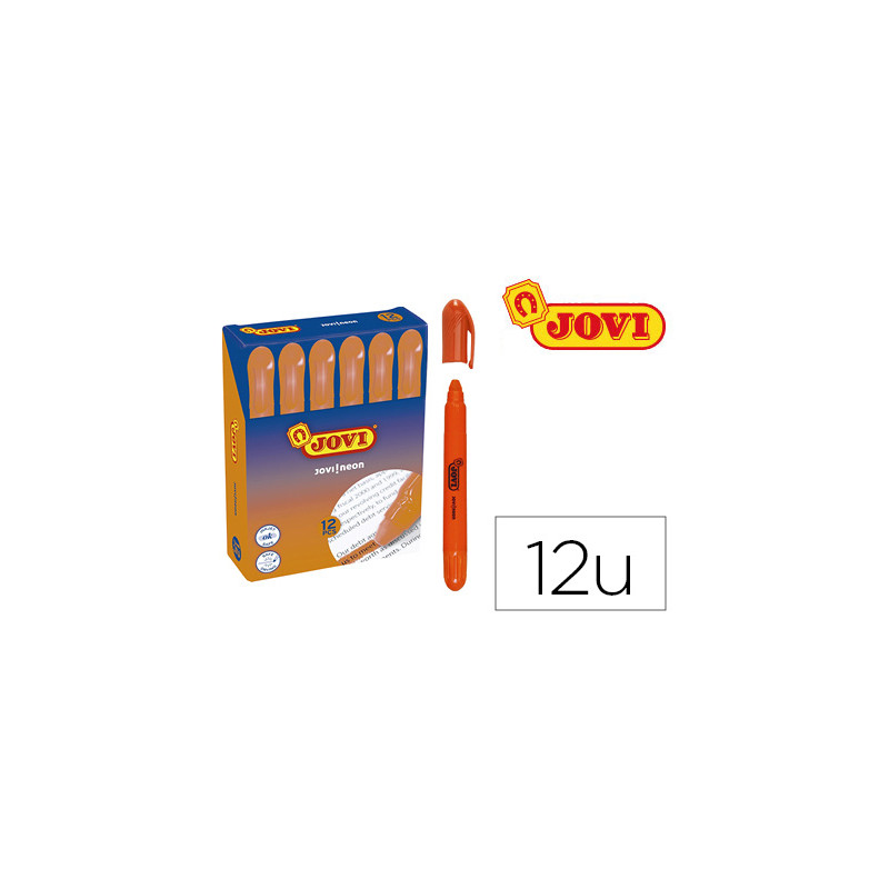 MARCADOR DE CERA GEL JOVI FLUORESCENTE NARANJA CAJA DE 12 UNIDADES