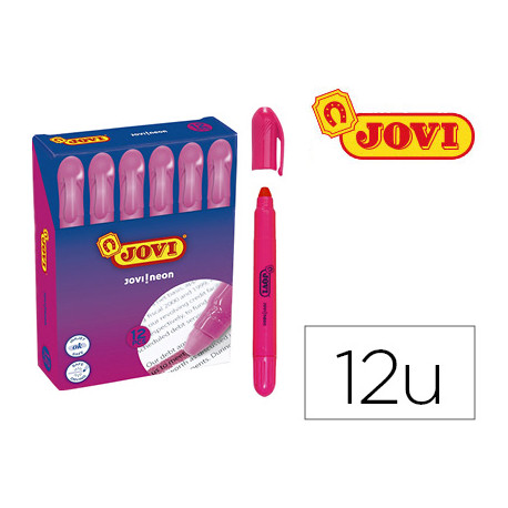 MARCADOR DE CERA GEL JOVI FLUORESCENTE ROSA CAJA DE 12 UNIDADES