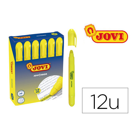 MARCADOR DE CERA GEL JOVI FLUORESCENTE AMARILLO CAJA DE 12 UNIDADES