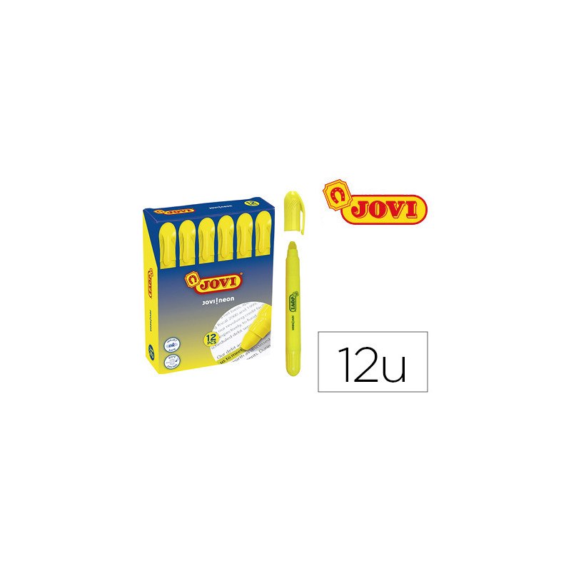 MARCADOR DE CERA GEL JOVI FLUORESCENTE AMARILLO CAJA DE 12 UNIDADES