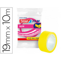 CINTA ADHESIVA TESA FILM NEON 10 MT X 19 MM AMARILLO/ROSA ENCELOFANADA