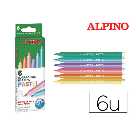 ROTULADOR ALPINO STANDARD PASTEL CAJA DE 6 COLORES SURTIDOS