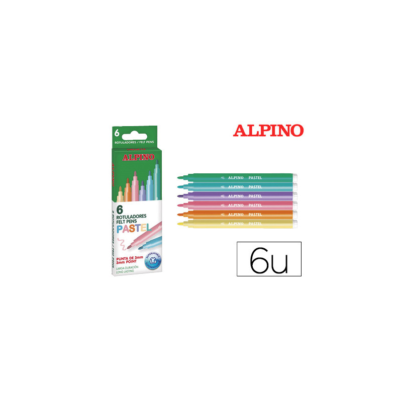 ROTULADOR ALPINO STANDARD PASTEL CAJA DE 6 COLORES SURTIDOS