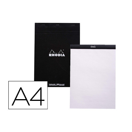 BLOC NOTA RHODIA BLACK DOT PAD DIN A4 80 HOJAS 80 G/M2 LISO CON PUNTOS NEGROS 5 MM PERFORADO