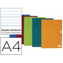 LIBRETA LIDERPAPEL SCRIPTUS A4 48 HOJAS 90G/M2 RAYADO MONTESSORI 3,5MM CON MARGEN COLORES SURTIDOS