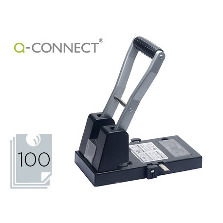 TALADRADOR Q-CONNECT KF18766 NEGRO 2 TALADROS ABERTURA 10 MM CAPACIDAD 100 HOJAS