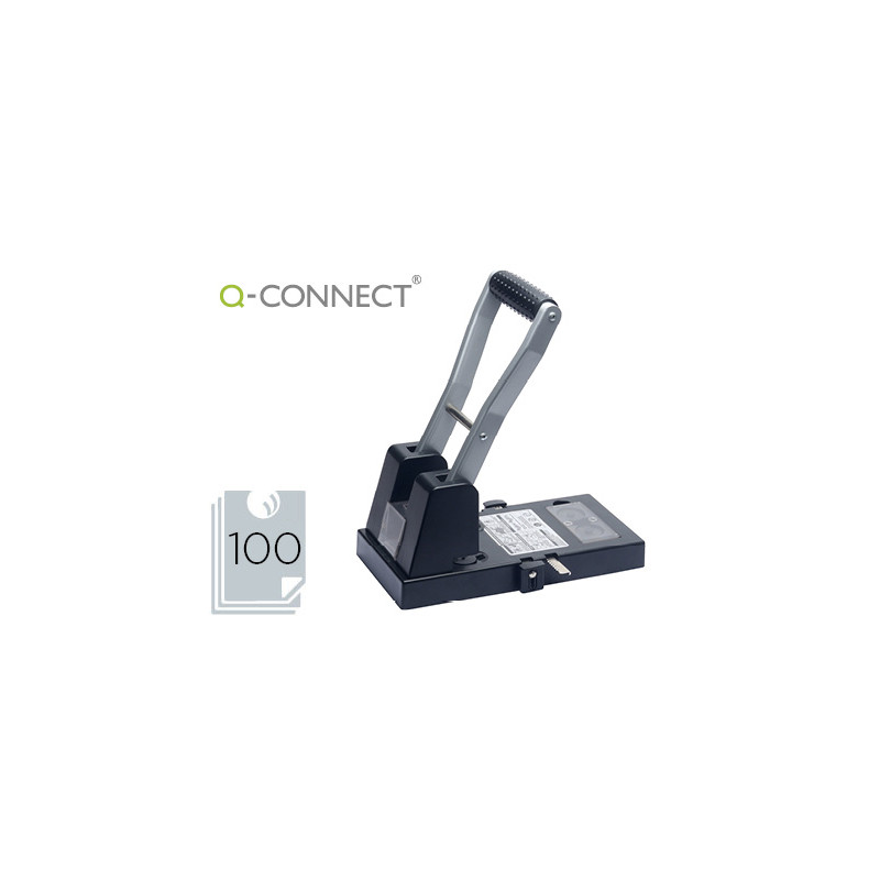 TALADRADOR Q-CONNECT KF18766 NEGRO 2 TALADROS ABERTURA 10 MM CAPACIDAD 100 HOJAS