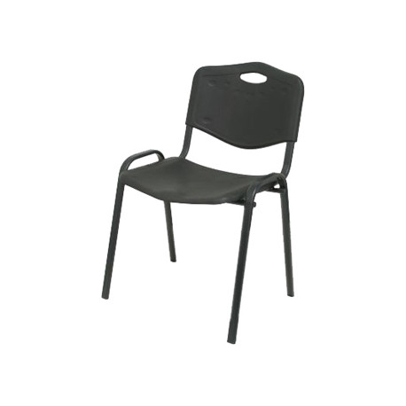 SILLA APILABLE PYC ESTRUCTURA METAL ASIENTO RESPALDO PVC ERGONOMICA 810X480MMX420 MM COLOR NEGRO