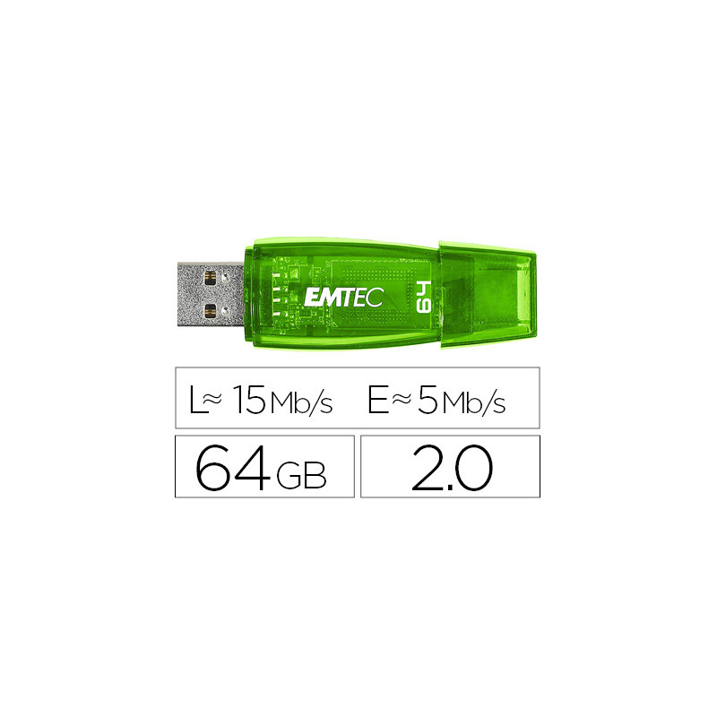 MEMORIA USB EMTEC FLASH C410 64 GB 2.0 VERDE