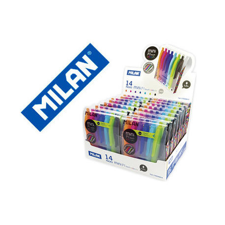 BOLIGRAFO MILAN P1 RETRACTIL 1 MM TOUCH MINI ESTUCHE DE 7 UNIDADES COLORES SURTIDOS EXPOSITOR DE 14 