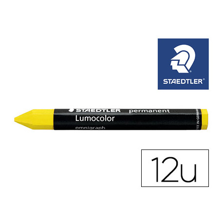 CERA STAEDTLER PARA MARCAR AMARILLO LUMOCOLOR PERMANENTE OMNIGRAPH 236 CAJA DE 12 UNIDADES