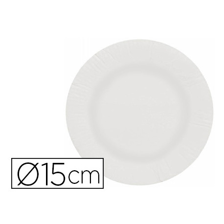 PLATO PAPEL RECICLABLE BLANCO 15 CM PAQUETE 100 UNIDADES