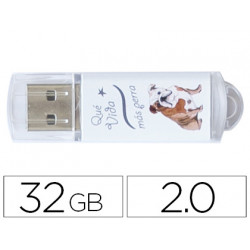 MEMORIA USB TECHONETECH FLASH DRIVE 32 GB 2.0 QUE VIDA MAS PERRA