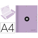 CARPETA ANTARTIK GOMAS A4 3 SOLAPAS CARTON FORRADO COLOR LAVANDA