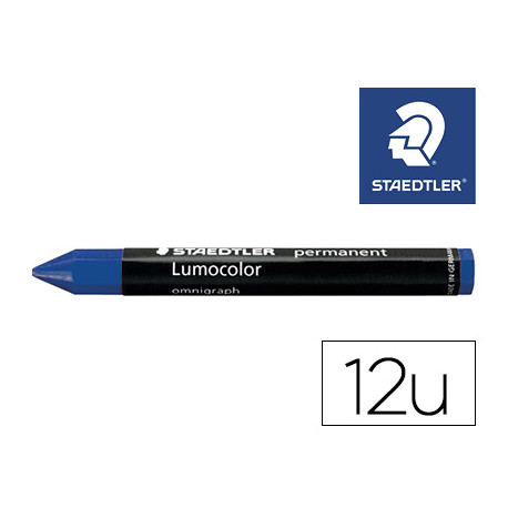 CERA STAEDTLER PARA MARCAR AZUL LUMOCOLOR PERMANENTE OMNIGRAPH 236 CAJA DE 12 UNIDADES