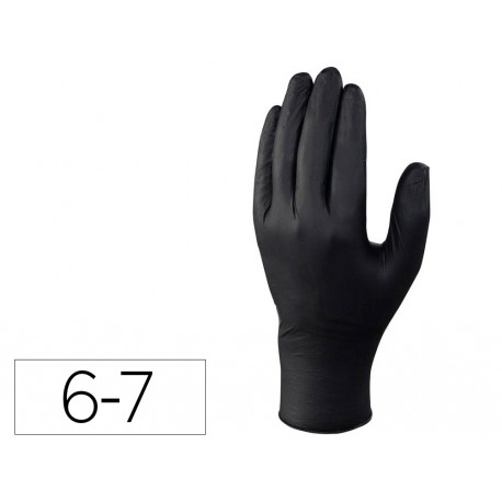 GUANTES DELTAPLUS DE NITRILO DESECHABLE NEGRO CAJA DE 100 UNIDADES TALLA 6-7