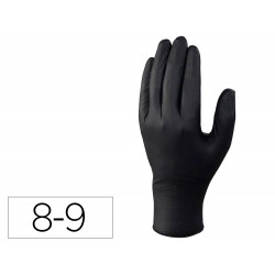 GUANTES DELTAPLUS DE NITRILO DESECHABLE NEGRO CAJA DE 100 UNIDADES TALLA 8-9