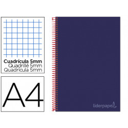 CUADERNO ESPIRAL LIDERPAPEL A4 MICRO JOLLY TAPA FORRADA 140H 75 GR CUADRO 5MM 5 BANDAS4 TALADROS COL