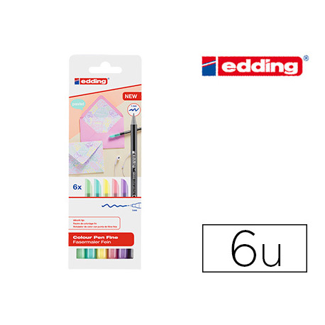 ROTULADOR EDDING PUNTA FIBRA 1200 PASTEL PUNTA REDONDA 1 MM ESTUCHE DE 6 UNIDADES COLORES SURTIDOS